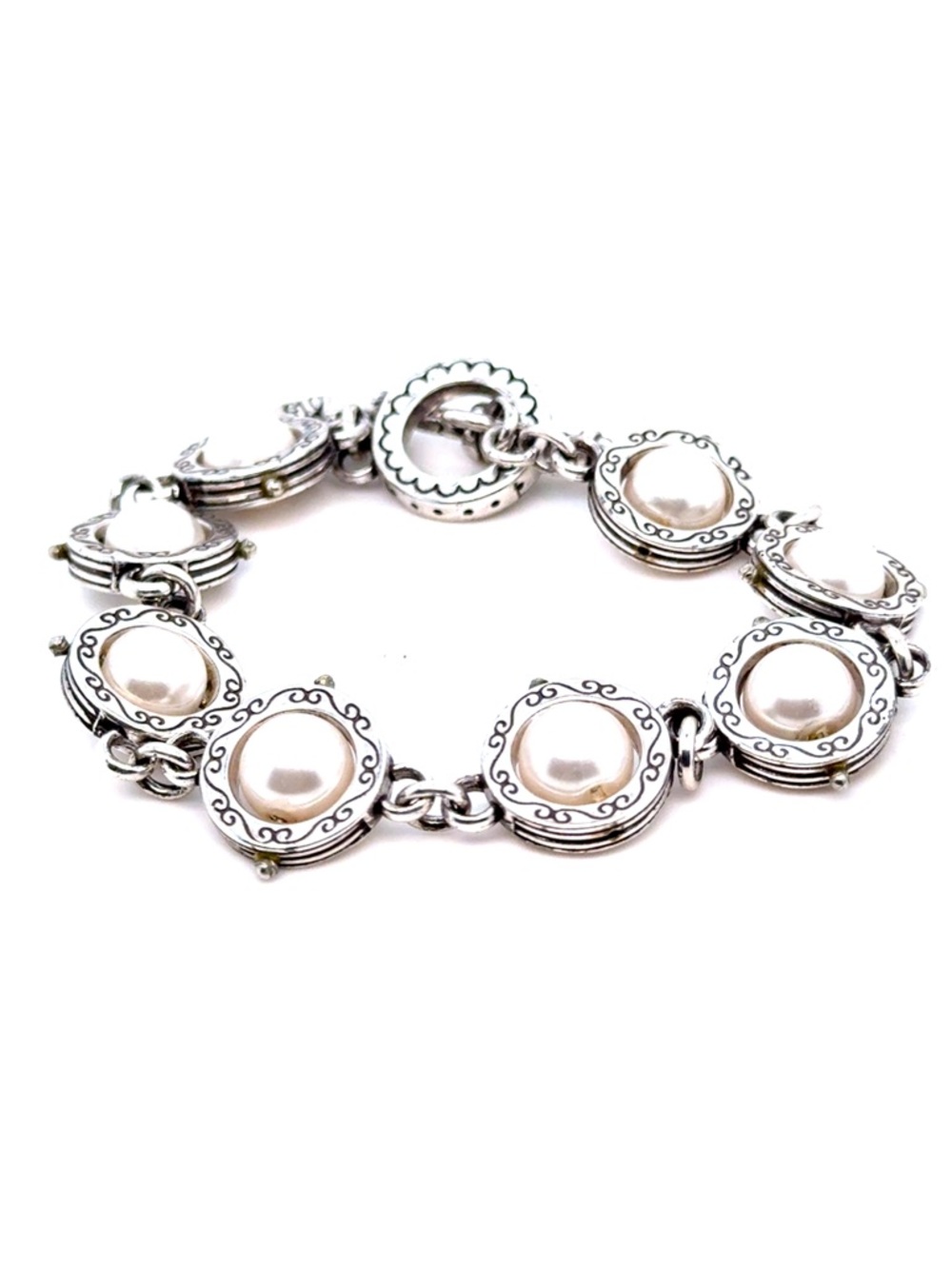 Brighton Silver-Tone Pearl Station Bracelet‎